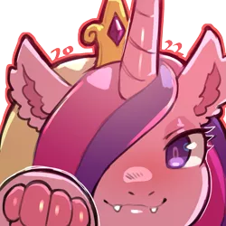 Size: 1159x1159 | Tagged: safe, artist:cold-blooded-twilight, derpibooru import, princess cadance, alicorn, blushing, ear fluff, fangs, image, paw pads, paws, png, simple background, species swap, transparent background