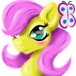 Size: 400x400 | Tagged: safe, artist:creudence, derpibooru import, fluttershy, pegasus, pony, blushing, bust, female, image, png, simple background, solo, transparent background