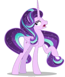 Size: 2471x2949 | Tagged: safe, artist:stellardusk, derpibooru import, starlight glimmer, alicorn, alicornified, ethereal hair, ethereal mane, ethereal tail, image, png, race swap, simple background, solo, starlicorn, tail, transparent background, xk-class end-of-the-world scenario