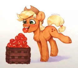 Size: 1071x938 | Tagged: safe, artist:muhomora, derpibooru import, applejack, earth pony, pony, apple, food, image, marker drawing, png, sketch, solo, traditional art