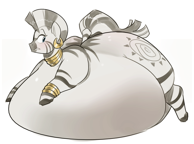 Size: 3330x2471 | Tagged: questionable, artist:secretgoombaman12345, derpibooru import, zecora, zebra, belly, belly bed, big belly, blushing, butt, colored sketch, cutie mark, ear piercing, earring, fat, female, grayscale, high res, huge belly, image, immobile, impossibly large belly, inflation, jewelry, large butt, mare, monochrome, morbidly obese, obese, piercing, png, simple background, solo, solo female, stuffed, too fat to move, white background, zecobese