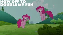 Size: 1280x720 | Tagged: safe, derpibooru import, edit, edited screencap, editor:quoterific, screencap, pinkie pie, earth pony, pony, season 3, too many pinkie pies, cute, diapinkes, female, grin, image, jpeg, mare, open mouth, open smile, pinkie being pinkie, ponk, self paradox, self ponidox, smiling