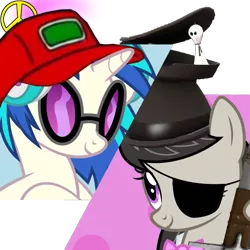 Size: 720x720 | Tagged: safe, derpibooru import, octavia melody, vinyl scratch, pony, /mlp/, /mlp/ tf2 general, demoknight, demoman, eyepatch, ghostly gibus, image, png, sneed, team fortress 2, unusual hat
