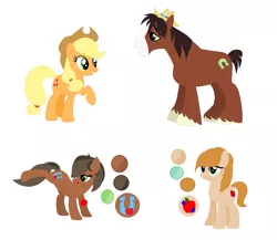Size: 1244x1080 | Tagged: safe, artist:mlplpstoycustoms, derpibooru import, applejack, trouble shoes, oc, earth pony, pony, base used, color palette, family, female, image, male, offspring, parent:applejack, parent:trouble shoes, parent:troubleshoes clyde, parents:troublejack, png, shipping, simple background, straight, troublejack, white background