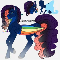 Size: 2000x2000 | Tagged: safe, artist:teonnakatztkgs, derpibooru import, oc, unofficial characters only, pony, bust, colored wings, image, interspecies offspring, jpeg, multicolored wings, offspring, parent:discord, parent:rainbow dash, parents:discodash, rainbow wings, story included, wings