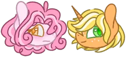 Size: 992x451 | Tagged: safe, artist:maximumpiracy, derpibooru import, oc, unofficial characters only, earth pony, pony, unicorn, base used, bust, duo, earth pony oc, freckles, horn, image, png, simple background, smiling, transparent background, unicorn oc