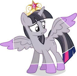 Size: 3635x3622 | Tagged: safe, artist:drewdini, artist:wardex101, derpibooru import, edit, twilight sparkle, twilight sparkle (alicorn), alicorn, pony, princess twilight sparkle (episode), big crown thingy, discorded, discorded twilight, element of magic, female, high res, image, jewelry, mare, png, regalia, simple background, solo, transparent background, twilight tragedy, vector