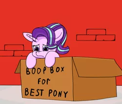 Size: 2277x1943 | Tagged: safe, artist:kpapwiss, derpibooru import, starlight glimmer, pony, unicorn, boop box, box, cute, female, image, mare, png, pony in a box, solo, wall