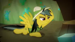 Size: 1280x720 | Tagged: safe, derpibooru import, screencap, daring do, pegasus, pony, stranger than fan fiction, clothes, female, hat, image, jpeg, pith helmet, solo, spread wings, wings