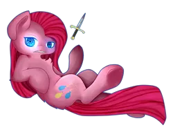 Size: 1600x1200 | Tagged: safe, artist:kittenburger3, derpibooru import, pinkie pie, earth pony, pony, dagger, female, glow, glowing eyes, image, knife, pinkamena diane pie, png, simple background, solo, transparent background, weapon