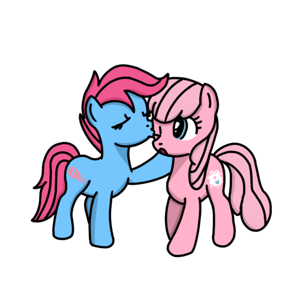 Size: 768x768 | Tagged: safe, artist:danielthebrony57, derpibooru import, baby cuddles, baby tiddlywinks, earth pony, pony, :o, baby, baby ponies, baby pony, baby tiddlybetes, cuddlebetes, cuddlewinks, cute, duo, eyes closed, female, filly, foal, g1, g1 to g4, g4, generation leap, image, kissing, lesbian, o, o mouth, one eye closed, open mouth, png, shipping, simple background, that was fast, transparent background