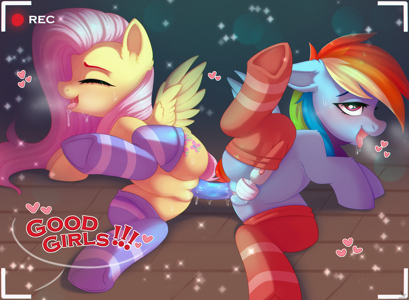 Size: 2000x1469 | Tagged: explicit, artist:dinoalpaka, derpibooru import, fluttershy, rainbow dash, pegasus, pony, blushing, clitoris, clothes, dildo, doubleheaded dildo, female, hitachi wand, image, insertion, mare, nudity, open mouth, png, sex, sex toy, socks, stockings, thigh highs, tongue out, vaginal insertion, vaginal secretions, vibrator, vulva