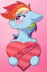 Size: 1240x1915 | Tagged: safe, artist:wolfypon, rainbow dash, pegasus, pony, blushing, female, heart, holiday, image, jpeg, mare, solo, text, valentine's day