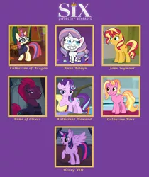 Size: 772x918 | Tagged: safe, artist:kitty-mcgeeky97, derpibooru import, edit, edited screencap, editor:jdueler11, screencap, luster dawn, moondancer, potion nova, starlight glimmer, sunset shimmer, tempest shadow, twilight sparkle, twilight sparkle (alicorn), alicorn, pony, unicorn, equestria girls, equestria girls series, forgotten friendship, horse play, my little pony: pony life, my little pony: the movie, pony surfin' safari, the last problem, the point of no return, twilight's kingdom, spoiler:pony life s01e14, anna of cleves, anne boleyn, broken horn, catherine of aragon, catherine parr, clothes, cropped, female, g4, glasses, henry viii, horn, image, jane seymour, katherine howard, mare, png, scar, six the musical, sparkle six, sweater, template