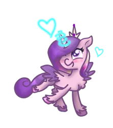 Size: 1970x2217 | Tagged: safe, artist:naturajellyfish, derpibooru import, princess cadance, alicorn, pony, blushing, chest fluff, chibi, crown, cute, cutedance, female, glow, glowing horn, heart, hearts and hooves day, holiday, hoof fluff, horn, image, jewelry, magic, magic aura, mare, one eye closed, png, regalia, simple background, smiling, solo, spread wings, transparent background, valentine's day, wings