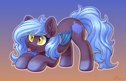 Size: 3859x2480 | Tagged: safe, alternate version, artist:dandy, derpibooru import, oc, oc:umbrella, unofficial characters only, bat pony, pony, :3, ;p, alternate character, bat pony oc, bat wings, commission, cute, ear fluff, eye clipping through hair, female, gradient background, high res, image, mare, mlem, one eye closed, png, silly, solo, tongue out, wings, ych result
