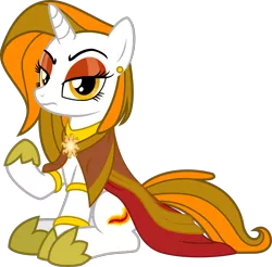 Size: 2035x2000 | Tagged: safe, artist:brisineo, derpibooru import, oc, oc:aurora shinespark, pony, unicorn, cloak, clothes, image, jewelry, looking at you, makeup, png, raised hoof, scowl, simple background, solo, transparent background, vector