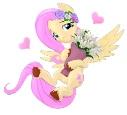 Size: 2200x2000 | Tagged: safe, artist:owlpirate, derpibooru import, fluttershy, pegasus, pony, 3d, bouquet, cute, female, floating heart, flower, flower in hair, flying, heart, high res, image, lidded eyes, mare, png, shyabetes, simple background, smiling, solo, source filmmaker, spread wings, transparent background, underhoof, unshorn fetlocks, wings