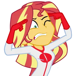 Size: 768x768 | Tagged: safe, artist:thatradhedgehog, derpibooru import, sunset shimmer, equestria girls, gritted teeth, image, invincible, meme, omni-man, one eye closed, png, simple background, think mark, transparent background