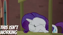 Size: 1280x720 | Tagged: safe, derpibooru import, edit, edited screencap, editor:quoterific, screencap, rarity, pony, unicorn, made in manehattan, season 5, eyes closed, female, floppy ears, image, jpeg, mare, solo