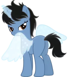 Size: 2279x2593 | Tagged: safe, artist:muhammad yunus, derpibooru import, oc, oc:siti shafiyyah, unofficial characters only, pony, unicorn, derpibooru community collaboration, 2022 community collab, base used, bedroom eyes, butt, female, glow, glowing horn, high res, hooves, horn, image, looking at you, looking back, looking back at you, mare, medibang paint, plot, png, simple background, smiling, smiling at you, solo, standing, sultry pose, tail, transparent background, unicorn oc, wings