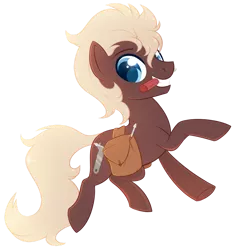 Size: 1024x1095 | Tagged: safe, artist:xnightmelody, derpibooru import, oc, oc:spanner, unofficial characters only, earth pony, pony, bag, earth pony oc, image, male, mouth hold, png, saddle bag, screwdriver, simple background, solo, stallion, transparent background