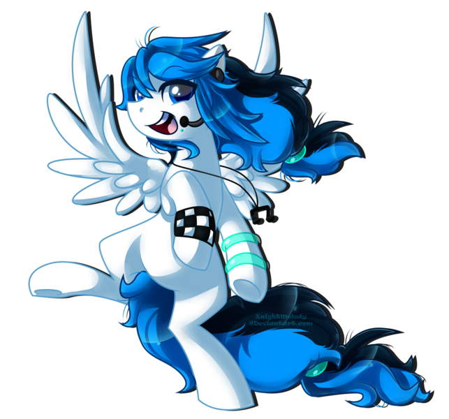 Size: 1024x955 | Tagged: safe, artist:xnightmelody, derpibooru import, oc, oc:melody breeze, unofficial characters only, pegasus, pony, female, image, mare, open mouth, pegasus oc, png, simple background, solo, transparent background, wings