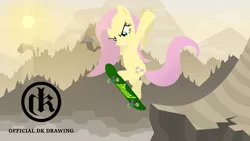 Size: 1920x1080 | Tagged: safe, artist:mcflurrylazermuffin, derpibooru import, fluttershy, pegasus, pony, female, image, mare, png, skateboard, solo