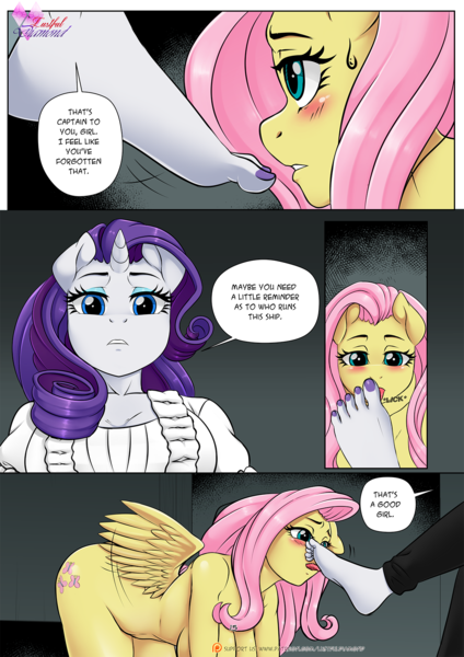 Size: 1200x1697 | Tagged: questionable, artist:pia-sama, derpibooru import, fluttershy, rarity, anthro, pegasus, unicorn, comic:flutterlie, comic:flutterlie (color), comic:lustful diamond, comic:rogue diamond, bedroom eyes, big breasts, blushing, breasts, busty fluttershy, clothed female nude female, comic, feet, female, female pov, fetish, flarity, foot fetish, foot worship, image, lesbian, licking, licking foot, lidded eyes, looking at you, looking down, looking down at you, looking up, lustful diamond, nudity, offscreen character, offscreen female, patreon, patreon logo, png, pov, shipping, spread wings, sweat, sweatdrop, tongue out, wingboner, wings