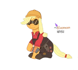 Size: 2000x1800 | Tagged: safe, artist:bloonacorn, derpibooru import, applejack, earth pony, pony, /mlp/, /mlp/ tf2 general, image, png, team fortress 2