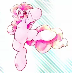 Size: 1668x1695 | Tagged: safe, artist:kurogewapony, derpibooru import, pinkie pie, earth pony, pony, abstract background, blushing, cute, diapinkes, female, happy, image, jpeg, looking at you, mare, open mouth, open smile, simple background, smiling, smiling at you, solo, white background