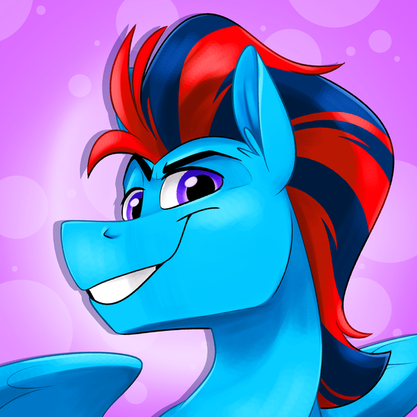 Size: 2500x2500 | Tagged: safe, artist:luximus17, derpibooru import, oc, oc:andrew swiftwing, unofficial characters only, pegasus, pony, bust, grin, image, looking at you, male, png, portrait, smiling, solo, stallion, wings