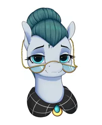 Size: 1698x2094 | Tagged: safe, artist:aquaticvibes, derpibooru import, manebooru import, cloudy quartz, earth pony, pony, g4, adoraquartz, bust, character:cloudy quartz, cute, digital art, eyebrows, female, glasses, image, lidded eyes, looking at you, mare, png, portrait, simple background, smiling, solo, white background