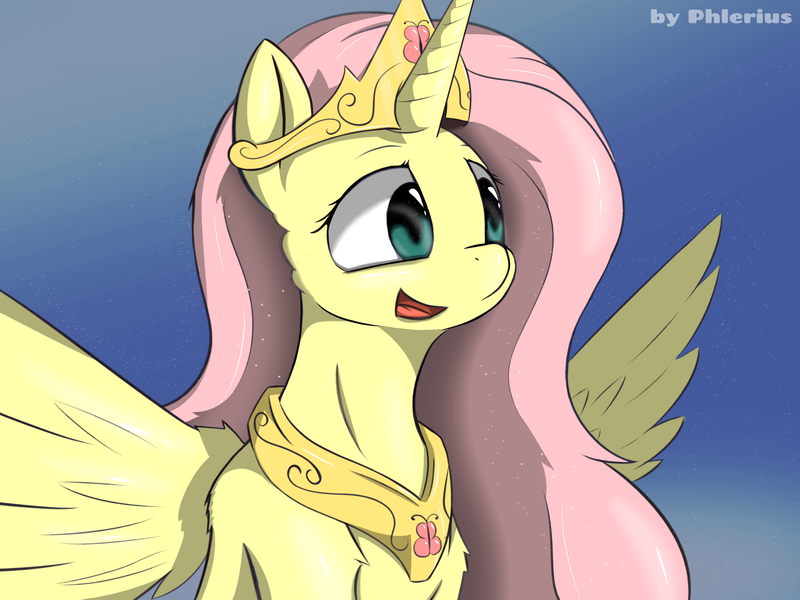 Size: 3000x2250 | Tagged: safe, artist:phlerius, derpibooru import, fluttershy, alicorn, pony, alicornified, digital art, fluttercorn, image, png, princess, queen, race swap, solo