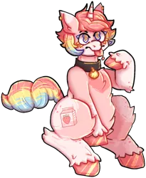 Size: 1050x1281 | Tagged: safe, artist:rigbythememe, derpibooru import, oc, oc:milky (rigbythememe), unofficial characters only, pony, unicorn, collar, image, png, simple background, solo, tongue out, transparent background