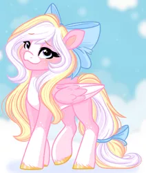 Size: 1740x2048 | Tagged: safe, artist:emberslament, derpibooru import, oc, oc:bay breeze, unofficial characters only, pegasus, pony, alternate hairstyle, blushing, bow, coat markings, cute, female, freckles, g4 to g5, g5, hair bow, heart eyes, image, looking at you, mare, pegasus oc, png, redesign, socks (coat marking), solo, tail, tail bow, unshorn fetlocks, wingding eyes, wings