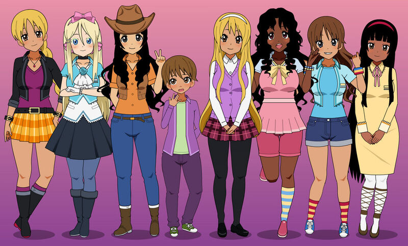 Size: 1024x620 | Tagged: safe, applejack, fluttershy, pinkie pie, rainbow dash, rarity, spike, twilight sparkle, human, boots, high heel boots, humanized, image, jpeg, kisekae, mane seven, mane six, shoes