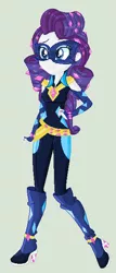 Size: 270x628 | Tagged: safe, artist:yulianapie26, derpibooru import, radiance, rarity, equestria girls, base used, boots, clothes, costume, female, image, mask, png, power ponies, shoes, simple background, smiling, solo