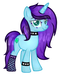 Size: 1297x1321 | Tagged: safe, artist:yulianapie26, derpibooru import, oc, unofficial characters only, pony, unicorn, base used, bracelet, choker, fishnets, horn, image, png, simple background, smiling, solo, spiked choker, spiked wristband, tattoo, transparent background, unicorn oc, wristband