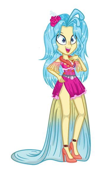 Size: 1007x1804 | Tagged: safe, artist:yulianapie26, derpibooru import, princess skystar, oc, unofficial characters only, equestria girls, my little pony: the movie, base used, clothes, equestria girls-ified, female, high heels, image, png, shoes, simple background, skirt, smiling, solo, transparent background