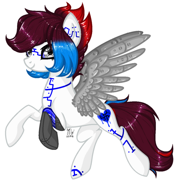 Size: 1020x1064 | Tagged: safe, artist:yulianapie26, derpibooru import, oc, unofficial characters only, cyborg, pegasus, pony, amputee, artificial wings, augmented, base used, glasses, image, pegasus oc, png, prosthetic leg, prosthetic limb, prosthetic wing, prosthetics, rearing, simple background, smiling, solo, transparent background, wings
