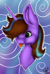 Size: 2013x2978 | Tagged: safe, artist:maneblue, derpibooru import, oc, unofficial characters only, pony, unicorn, :p, abstract background, chest fluff, ear fluff, horn, image, paw prints, png, tongue out, unicorn oc