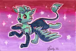 Size: 2692x1799 | Tagged: safe, artist:dandy, derpibooru import, oc, oc:baja, unofficial characters only, gryphon, beak, chest fluff, griffon oc, image, looking at you, open mouth, png, solo, traditional art, wings