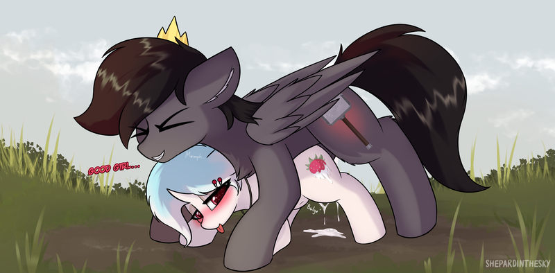 Size: 3740x1844 | Tagged: explicit, artist:shepardinthesky, derpibooru import, oc, oc:milky tail, pony, commission, creampie, cum, father and child, father and daughter, female, foalcon, image, incest, leaking cum, male, png, underage