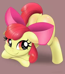 Size: 3400x3926 | Tagged: safe, artist:zionworldartist, derpibooru import, apple bloom, earth pony, pony, adorabloom, cute, dock, face down ass up, female, filly, foal, image, jacko challenge, meme, png, smiling, solo, tail