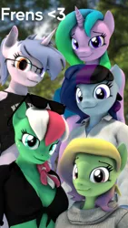 Size: 2160x3840 | Tagged: safe, artist:dangerousdpad, derpibooru import, oc, oc:fiona mahri, oc:green screen, oc:maple cake, oc:pepper, oc:steamy, unofficial characters only, anthro, pegasus, pony, unicorn, 3d, anthro oc, clothes, group, image, pegasus oc, png, source filmmaker, wings