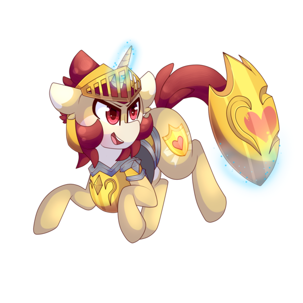 Size: 1280x1280 | Tagged: safe, artist:star-theft, derpibooru import, oc, oc:gold heart, pony, unicorn, armor, image, magic, male, png, shield, simple background, solo, stallion, transparent background