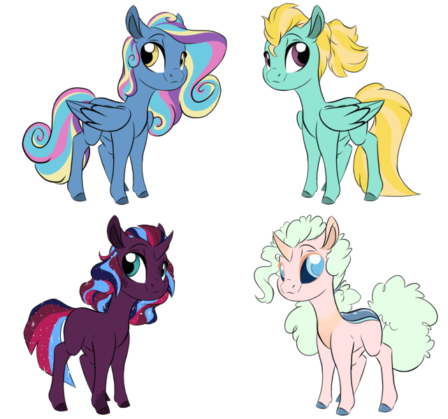 Size: 3100x2900 | Tagged: safe, artist:ask-y, derpibooru import, oc, unofficial characters only, pegasus, pony, unicorn, base used, horn, image, magical lesbian spawn, offspring, parent:lightning dust, parent:pinkie pie, parent:princess cadance, parent:princess luna, parent:shining armor, parent:tempest shadow, parent:thorax, parent:zephyr breeze, parents:shiningcadance, parents:tempestluna, pegasus oc, png, simple background, transparent background, unicorn oc, wings