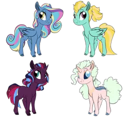 Size: 3100x2900 | Tagged: safe, artist:ask-y, derpibooru import, oc, unofficial characters only, pegasus, pony, unicorn, base used, horn, image, magical lesbian spawn, offspring, parent:lightning dust, parent:pinkie pie, parent:princess cadance, parent:princess luna, parent:shining armor, parent:tempest shadow, parent:thorax, parent:zephyr breeze, parents:shiningcadance, parents:tempestluna, pegasus oc, png, simple background, transparent background, unicorn oc, wings