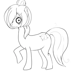 Size: 3383x3242 | Tagged: safe, derpibooru import, ponified, earth pony, pony, female, image, long neck, mare, maya (ongezellig), monochrome, one eye covered, ongezellig, png, simple background, solo, white background